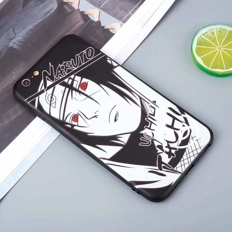 Крутой мультфильм черно-белый один кусок Наруто Саскэ Какаси чехол для iPhone X 8 7 6 S