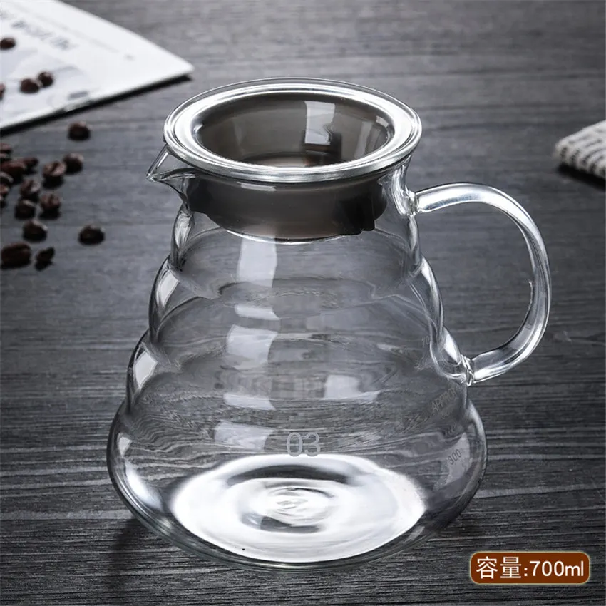 700ml Облако в форме Кофе горшок Кофе чайник Стекло термостойкий заварочный чайник многоразовые Кофе горшок Кофе посуда 300/500/700 мл - Цвет: 700ml