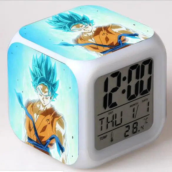 Темно-серый Мультфильм Dragon Ball игрушки Детский будильник светодио дный Цвет изменение цифровые часы регистрации Ночь Wake Up Light светящиеся электронный Reveil - Цвет: Темно-серый