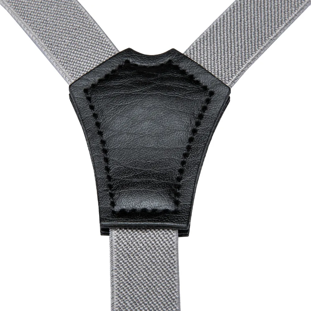 Подтяжки DiBanGu модные подтяжки серые однотонные кожаные с 6 зажимами для мальчиков