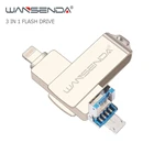 Новый флеш-накопитель Wansenda OTG USB 3,0, флеш-накопитель 128 ГБ, 64 ГБ, 32 ГБ, 16 ГБ, 3 в 1, высокоскоростной флеш-накопитель для iOSAndroidPC, 3 цвета