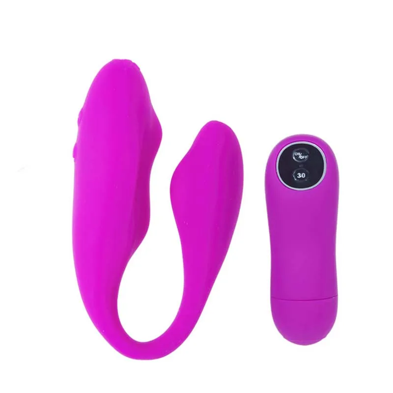 Перезаряжаемый силиконовый беспроводной вибратор на 30 скоростей с пультом