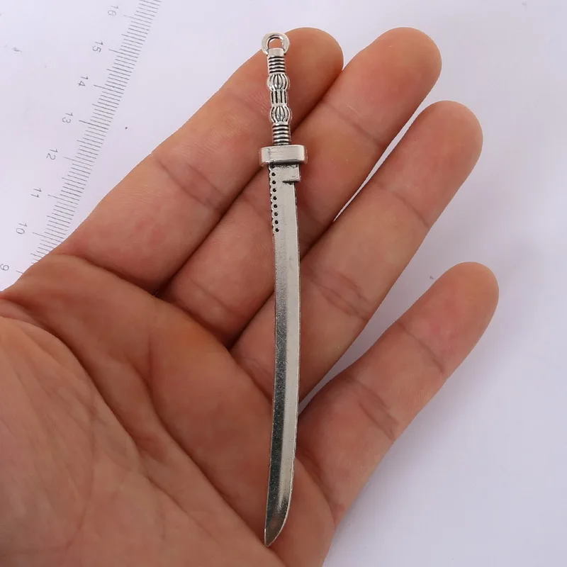 Free Shipping Fashion 108x10mm 10pcs Antique Plated Silver Pendant Sword Charm Jewelry Findings For DIY | Украшения и аксессуары