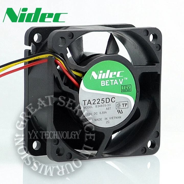 Nidec Новый TA225DC B34605 33 6025 60 мм 0.58A привод шасси охлаждающий вентилятор для NIDEC 60*60*25