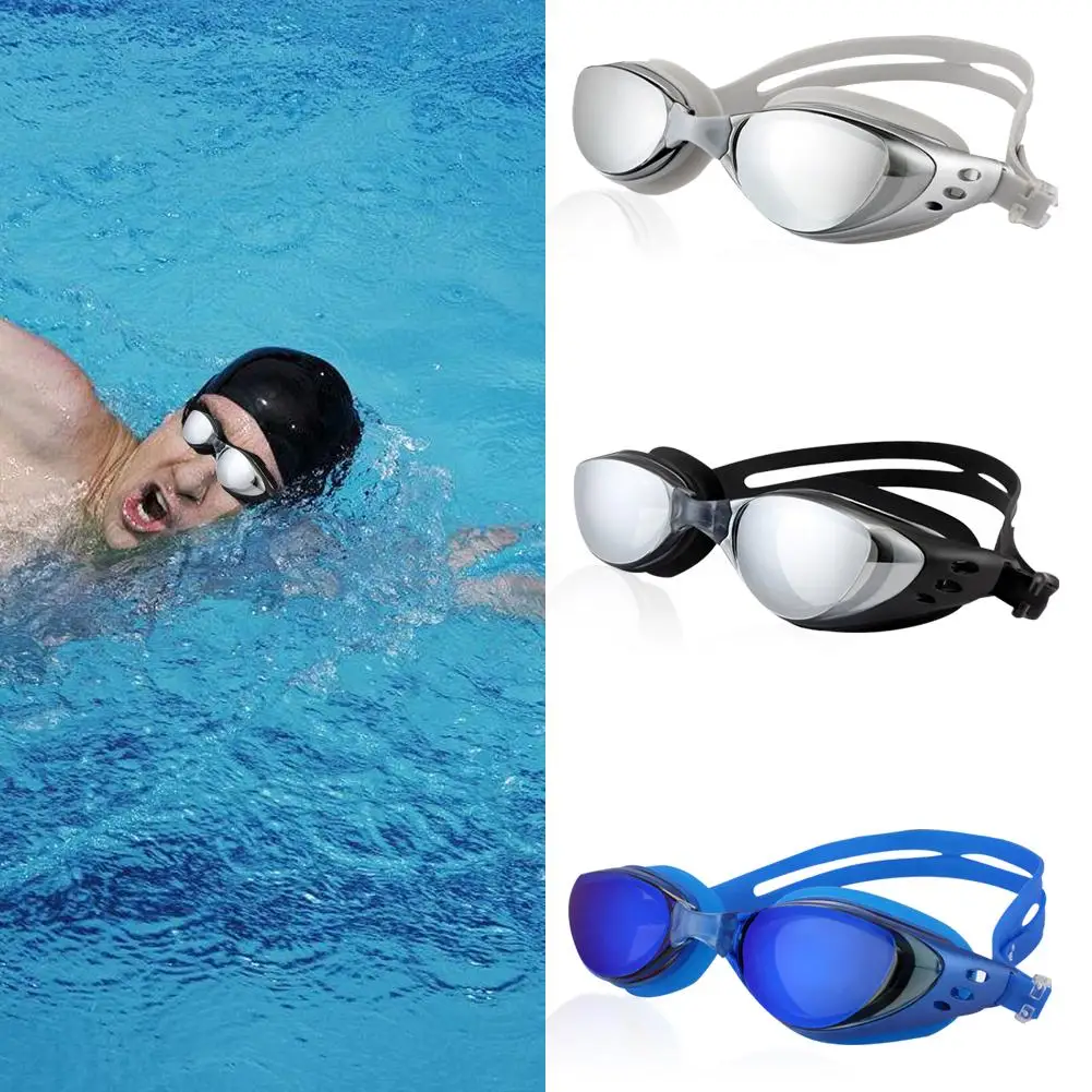 Electroplating Swimming Goggles Big Frame Waterproof Anti Fog Colorful Glasses Black Sliver And Blue Color High Quality | Спорт и