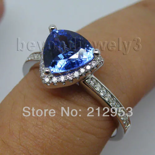 Кольцо из белого золота с натуральным бриллиантом 8 мм YWR0034|diamond tanzanite rings|ring salegold