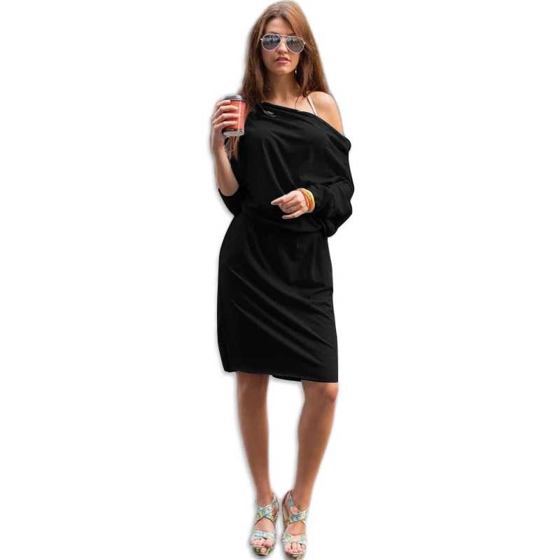 2016 New Slash Neck Long Sleeve Autumn Winter Dress Elegant Bodycon Office Off Shoulder Party Casual Dresses | Женская одежда