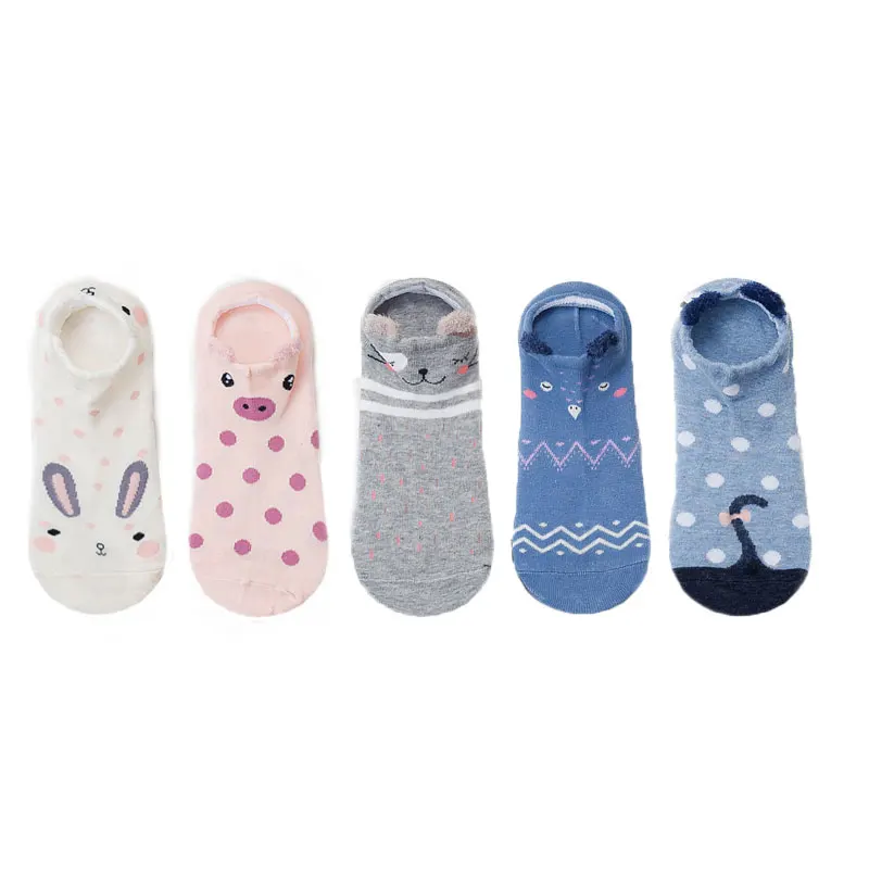 SP & CITY/5 пар хлопковых носков с милыми животными женские летние короткие носки Kawaii