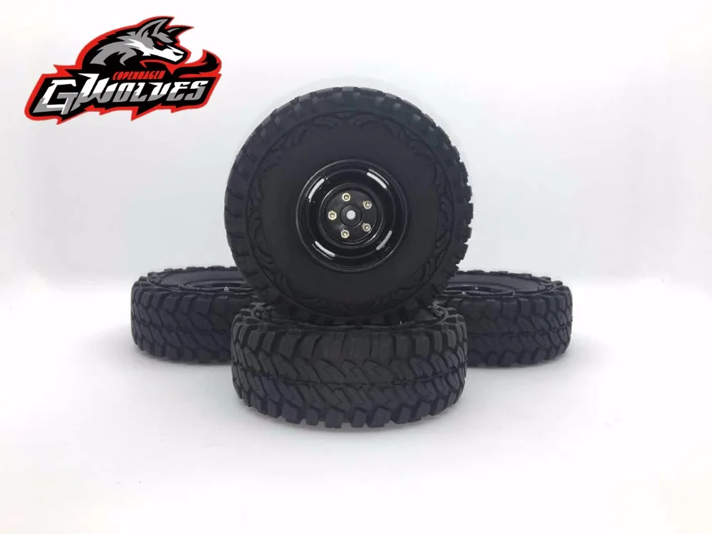 GWOLVES 4Pcs/Set 114MM 1.9in 1/10 Climbing Car Wheel Rim &amp Tyre Tires RC parts Axial SCX10 D90 CC01 TRAX TRX-4 MST CMX | Игрушки и