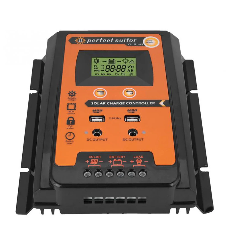 Контроллер зарядки и разрядки солнечной панели 70A двойной USB выход ЖК дисплей