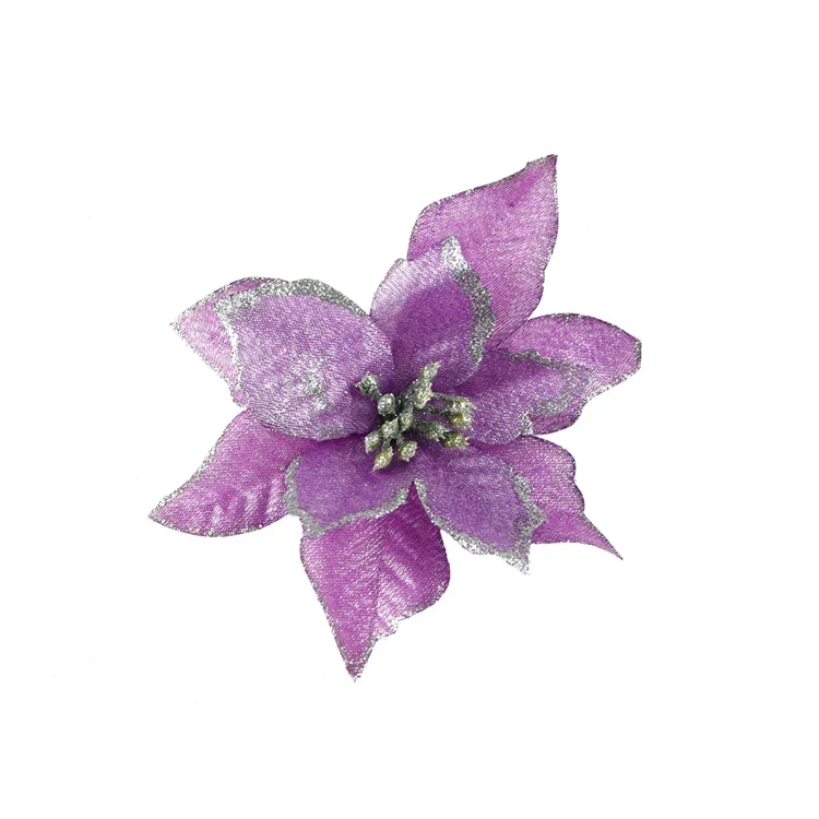 Purple YORIWOO рождественские искусственные цветы для украшения Блеск Пуансеттия(Рождественская звезда) Искусственные цветы «сделай сам» для дома Свадебные украшения со цветами для головы во время Рождество - Цвет: Purple
