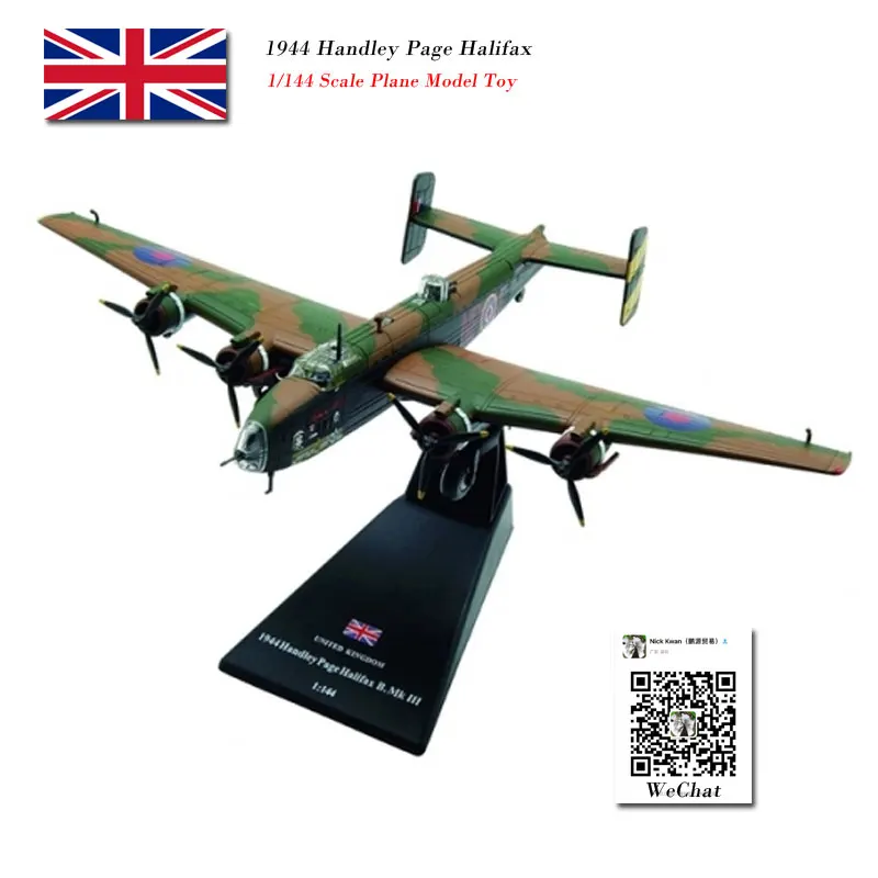 Halifax AMER 1/144 масштаб королевская воздушная сила 1944 Handley Page Halifax тяжелый бомбер литой металлический самолет модель игрушка для коллекции, подарок, дети - Цвет: Halifax