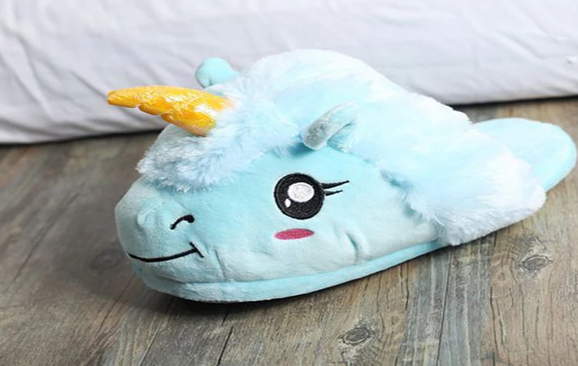 Jufoyu унисекс Единорог хлопка домашние тапочки теплые весенние Chausson Licorne домашние шлепанцы с героями мультфильмов обувь для подростков мальчиков и девочек