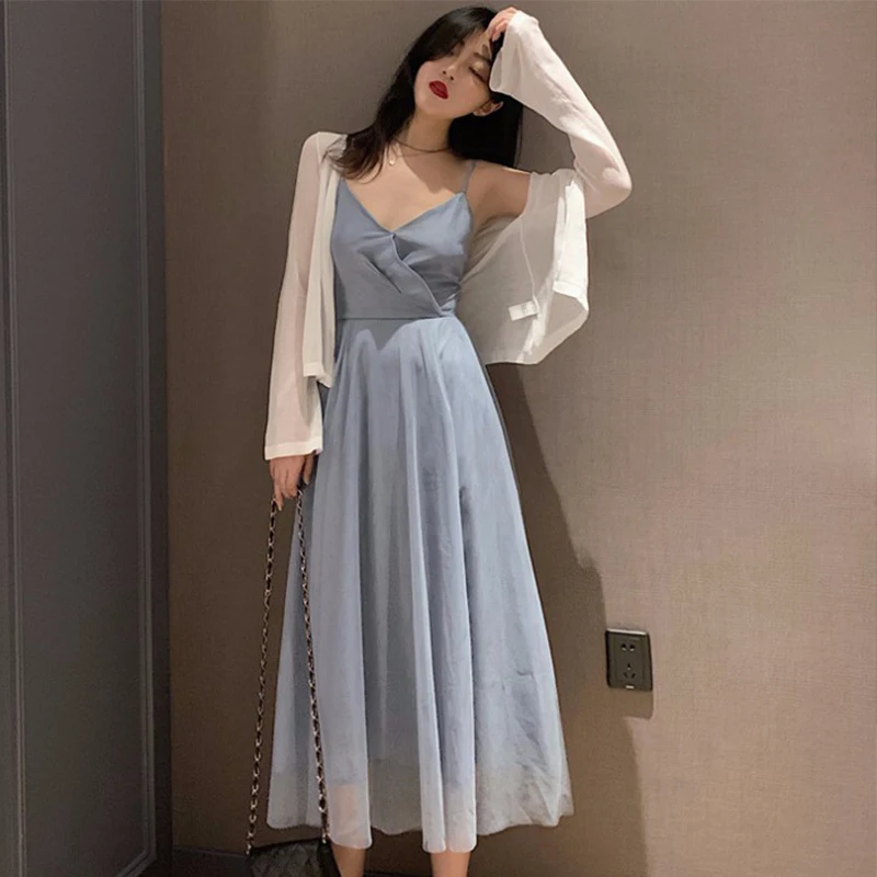 Летнее женское платье без рукавов летнее сексуальное Плиссированное Сетчатое с