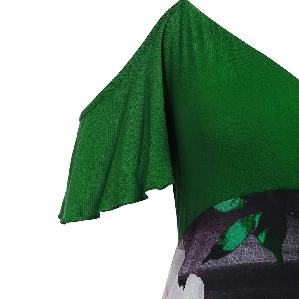 Женское летнее платье размера плюс 5XL с открытыми плечами, Цветочное платье на бретельках с цветочным принтом, Пляжное Платье M520