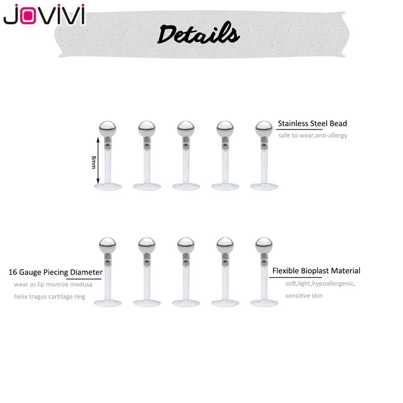 Jovivi нержавеющая сталь 20 г 16 кольцо для носа шпильки перегородка ухо спиральный