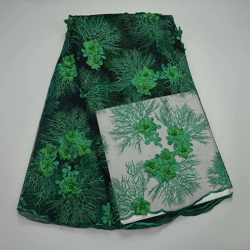 3d Цветы из ткани Вышитые Тюль с бисером в африканском стиле кружевная ткань 2017