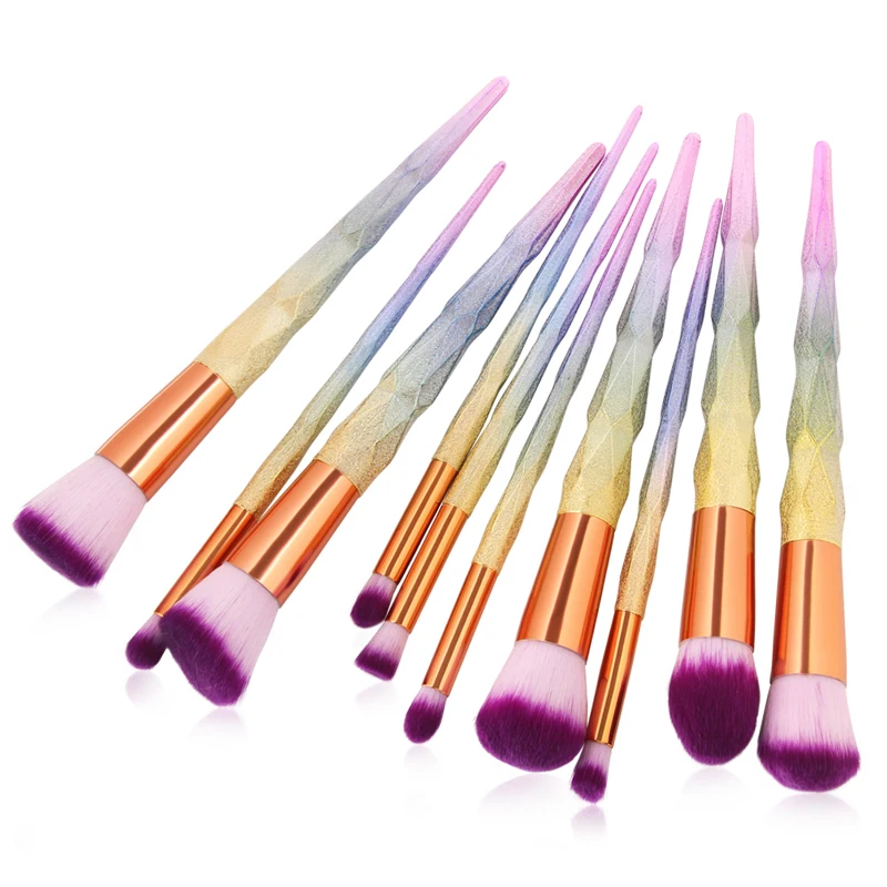 Кисти для макияжа 10 шт набор красочных фантазийных тональных пудра кисть теней