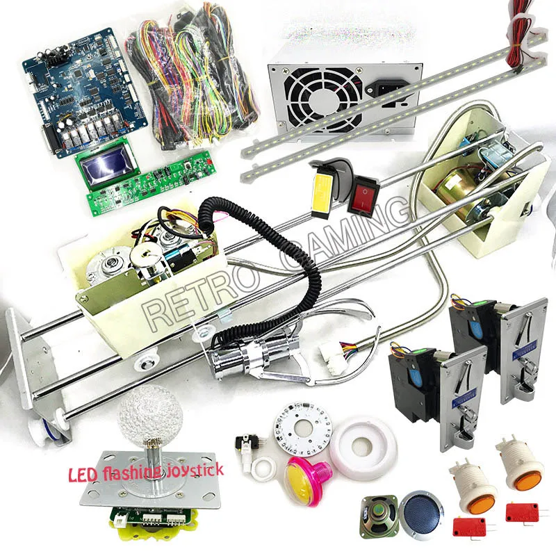 

English version Toy crane game machine DIY kit with 66cm gantry claw motherboard LCD display wires power supply coin acceptor