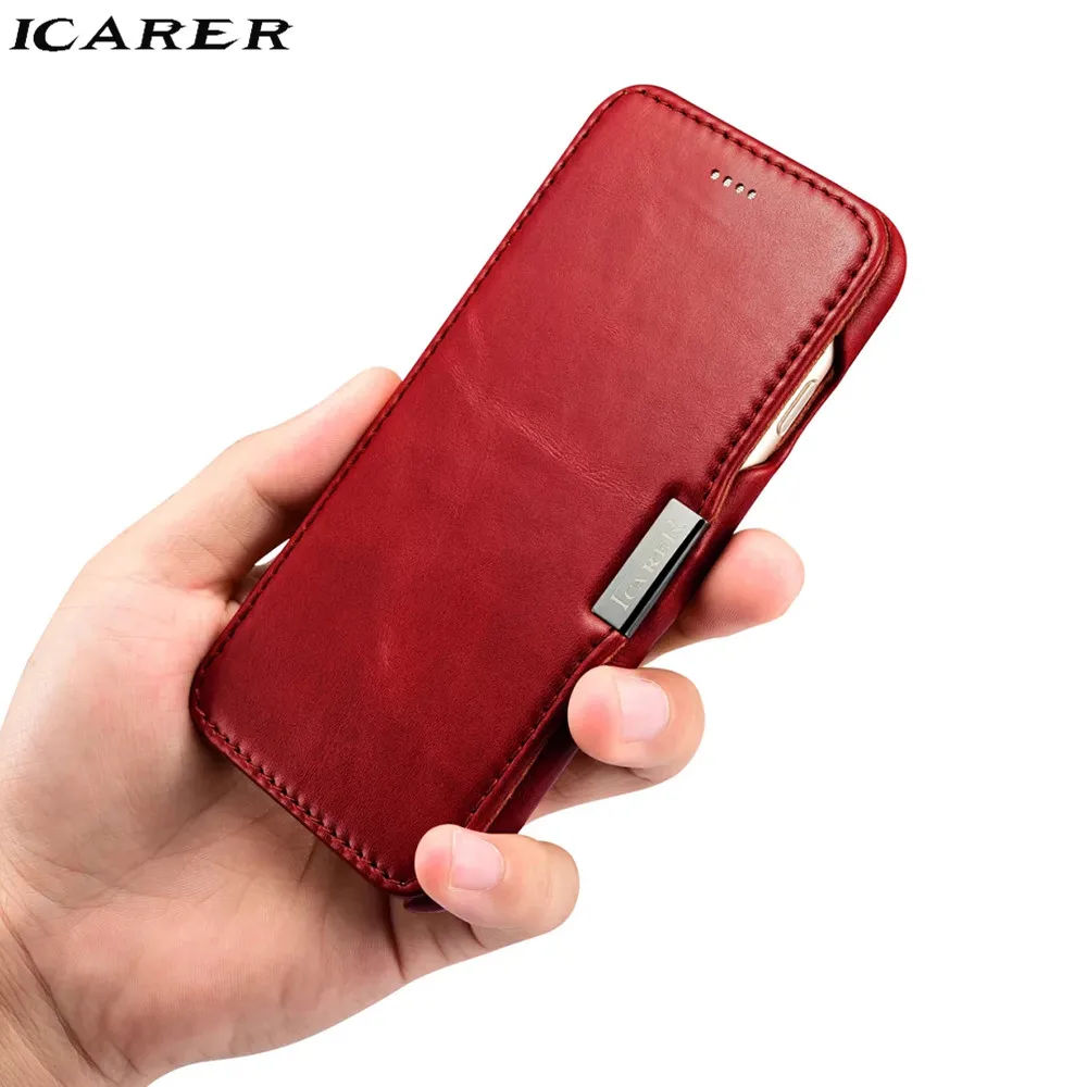 ICarer для iPhone 7 чехол Роскошный бренд Ретро Натуральная кожа + жесткий пластиковый