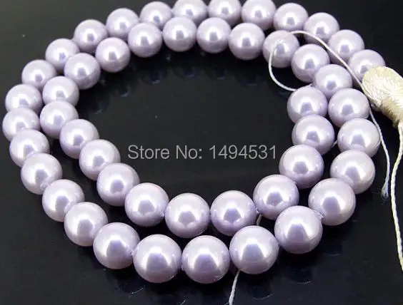 

Wholesale Pearl Jewelry Luster Lavender South Sea Shell Pearl Gem Loose Beads One Strand 8mm - Free Shipping