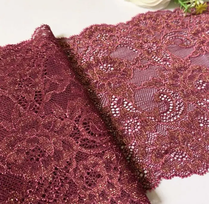 claret gold 3 года/Лот, 2 цвета, 17 см, темно-Зеленая эластичная кружевная отделка с золотой фольгой, Мерцающая отделка, аксессуары для одежды, сделай сам, материал, ткань, блестящая - Цвет: claret gold