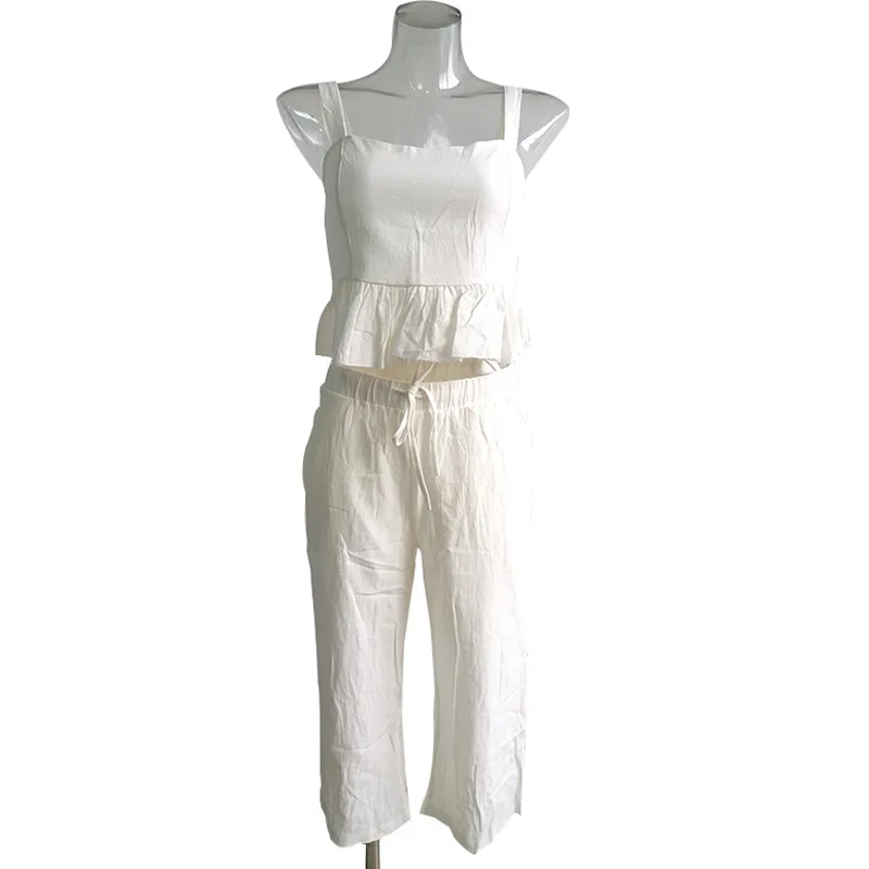 Женский комплект из двух предметов короткий топ без рукавов на шнурках с высокой