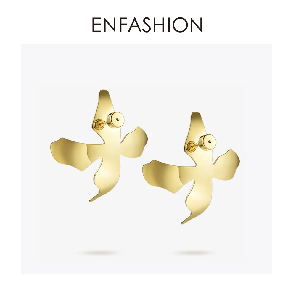 

Enfashion Lacquer Art Series Hand Painted Flower Stud Earrings For Women Big Gold Color Earings Fashion Jewelry Oorbellen EBQ18