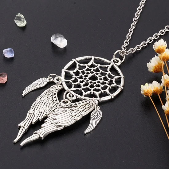 30 шт./лот ожерелье &quotЛовец снов&quot Женский листовой Шарм кисточки перо кулон в