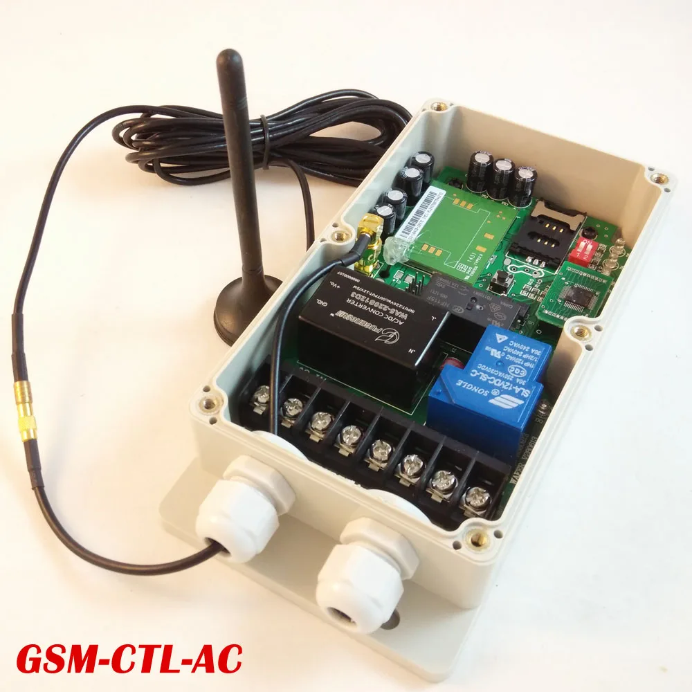 

Two relay output GSM remote control switch box (GSM-CTL-AC)