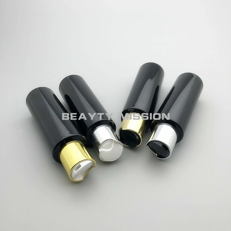 BEAUTY MISSION 48 шт./лот 100 мл черная пустая пластиковая бутылка с золотой/серебряной