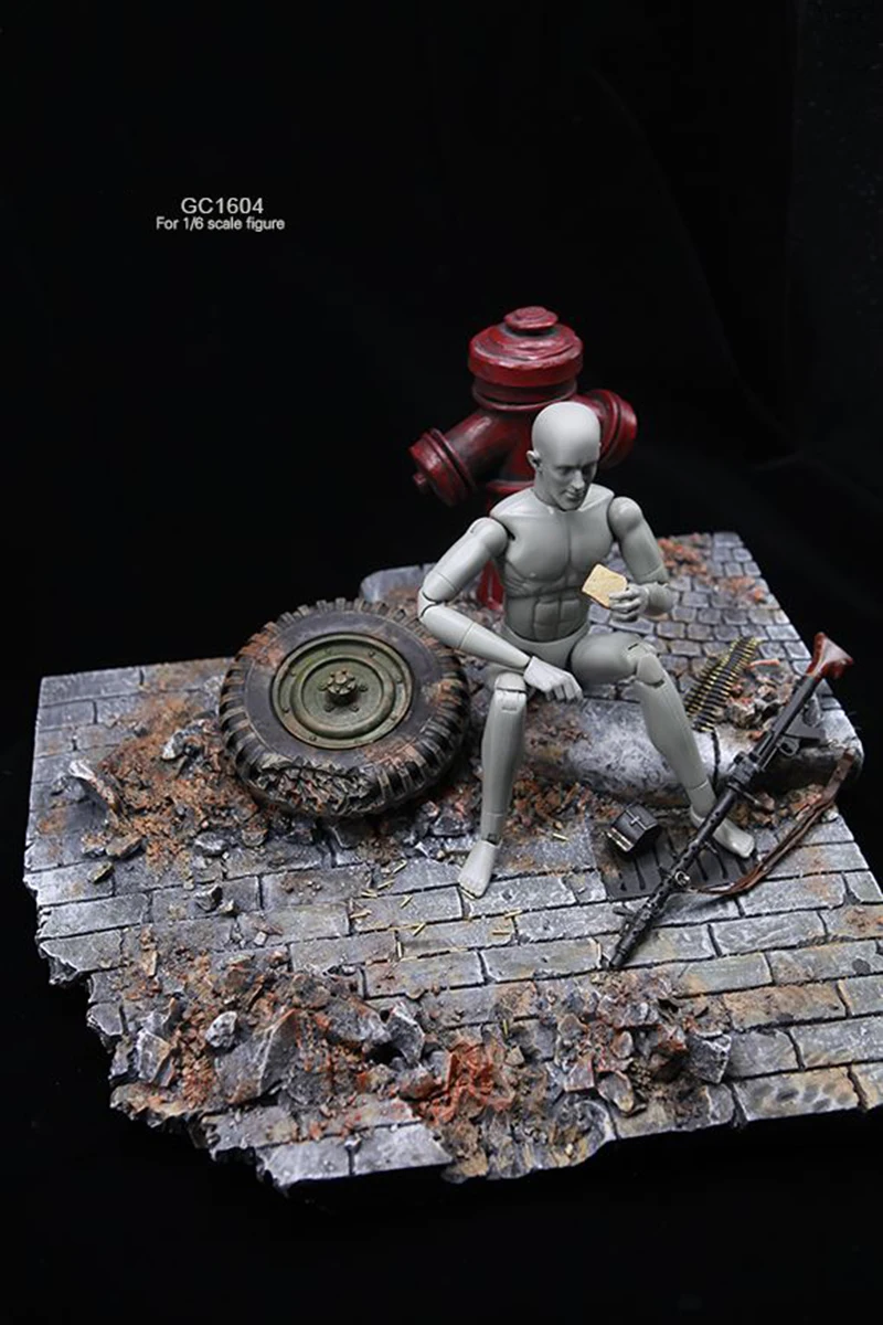 

1/6 Solider Figure Scene Accessories GC1604 World War II European Street Ruins Model Scene Platform Toy For 12'' Action Figure