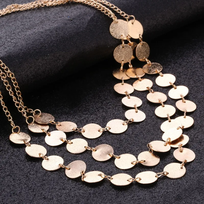 Bijoux Femme колье золотистого цвета цветной многослойный Блестящий нагрудник чокер