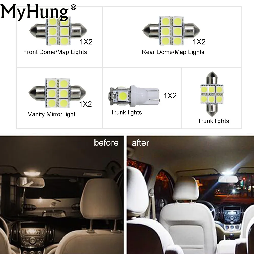 Для Hyundai IX25 2015 Светодиодная лампа для освещения салона автомобиля C10W W5W Сменные