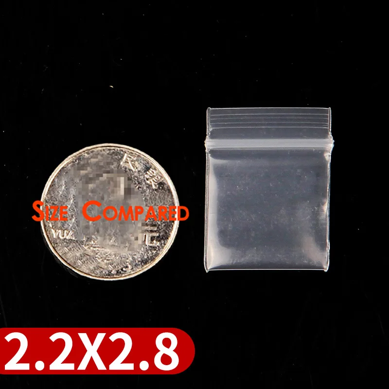 Clear 2.2x2.8CM Красное голубое обрамление толстом каблуке прозрачные пакеты с застежкой zip-lock небольшой Пластик мешок с застежкой-молнией 100 шт. несколько Размеры Ziplock таблетки расфасованный по пакетам - Цвет: Clear 2.2x2.8CM