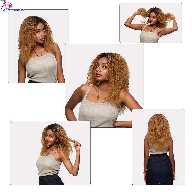 KISSMEE Jerry Curl парик с кружевом спереди #1B/27 блонд Омбре кружева передние