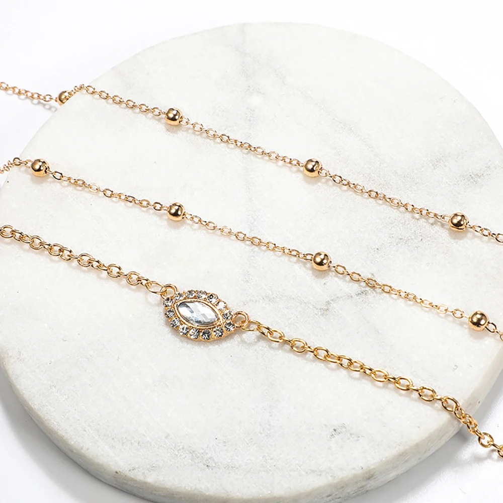Bls-miracle Fashion Multi-layer Oval Crystal Pendant Necklace for Women Gold Color Small Beads Boho Jewelry Gift Party 2019 New | Украшения