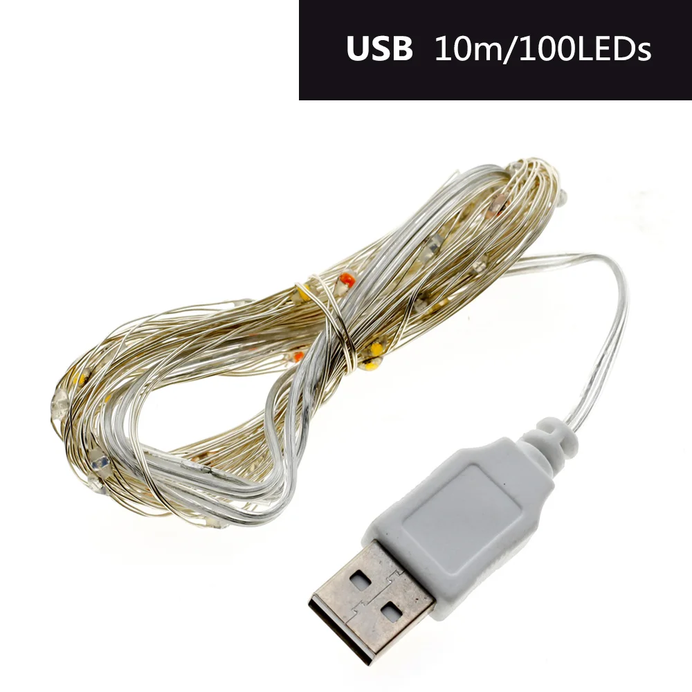 USB 100LED Праздничный светильник ing String USB порт 5 м 50 светодиодный/10 м 100 светодиодный s наружное внутреннее украшение Рождественский праздничный светодиодный светильник - Испускаемый цвет: USB 100LED