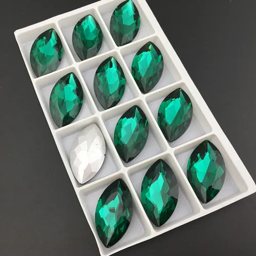 Наветт горный хрусталь 3x6,5x10,6x12,7x15,9x18,13x27,17x32 мм маркиза Pointback стеклянные прозрачные кристаллы для DIY одежды пошив одежды - Цвет: green zircon