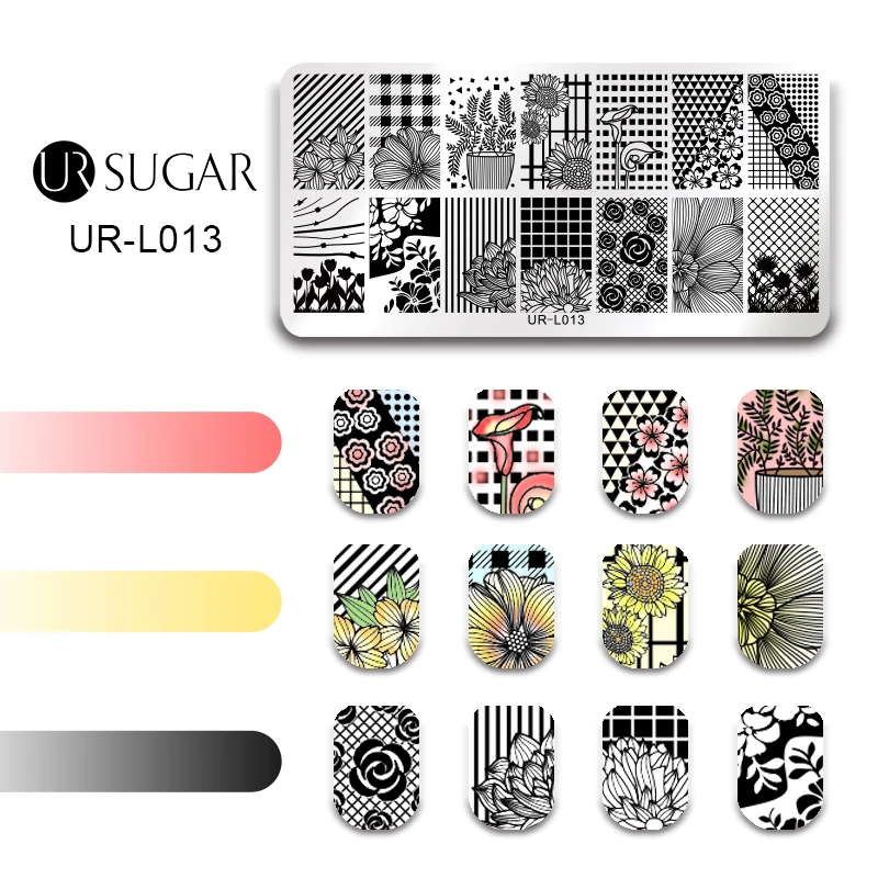 Ur Sugar шаблон для штамповки ногтей цветок розы Звезды Луна бабочка сетка прямоугольник художественный штамп с изображением для ногтей пластины DIY штамповка лак