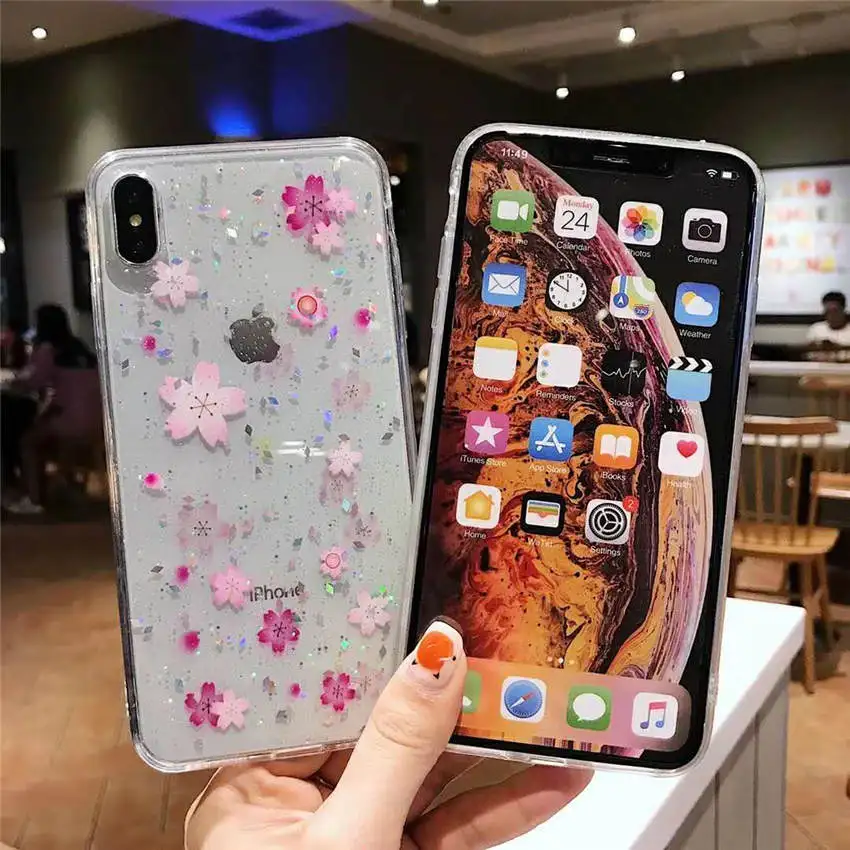 Для iPhone XR XS MAX 8 7 6s Plus мягкие прозрачные чехлы для телефонов летние свежие розовые