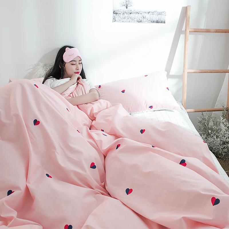 Медленно Dream Fresh Стиль розовый Постельное белье 100% хлопок домашний Texties сердце