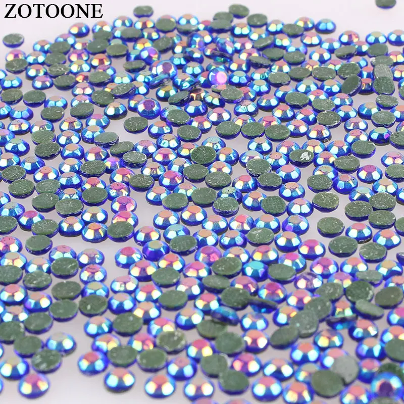 ABBlue ZOTOONE Стразы со стразами, аппликация с горячей фиксацией, плоская задняя часть для ногтей, сделай сам, стразы из смолы, розовые камни для декора одежды G - Цвет: ABBlue