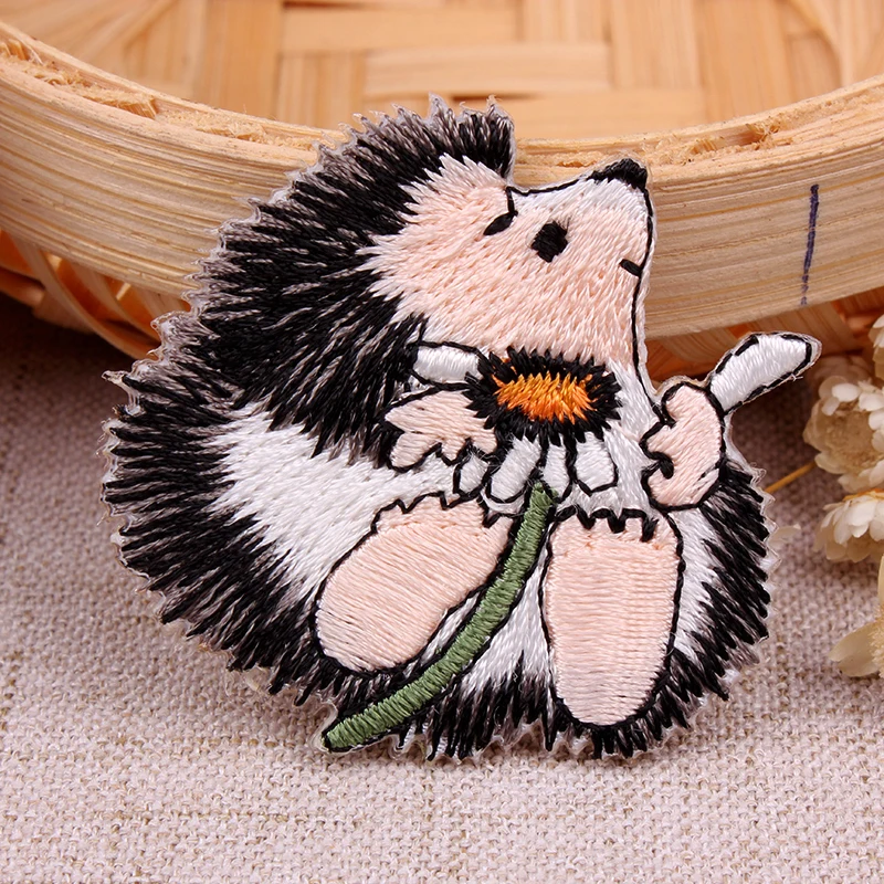 Hq вышитый Ежик патч Стик декоративные модные джинсы Ropa Parches Вышивка Аппликации