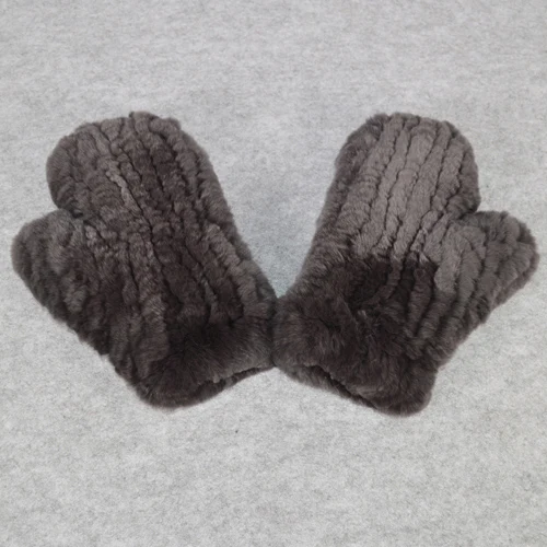 dark grey Горячая Распродажа, зимние перчатки из натурального меха, женские эластичные вязаные перчатки ручной работы, настоящий мех кролика, перчатки для улицы из натурального меха кролика - Цвет: dark grey