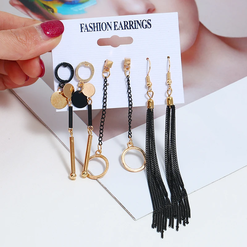 5 пар/компл. Модные ботильоны с кисточками круглые Висячие Комплект сережек для