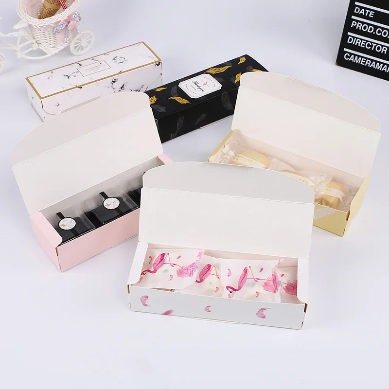 20PCS Kawaii Flamingo Gift Box Chocolate Cookie Boxes Candy Cake Marble Theme Paper Carton Birthday Party Wedding Wrapping Bags | Дом и сад