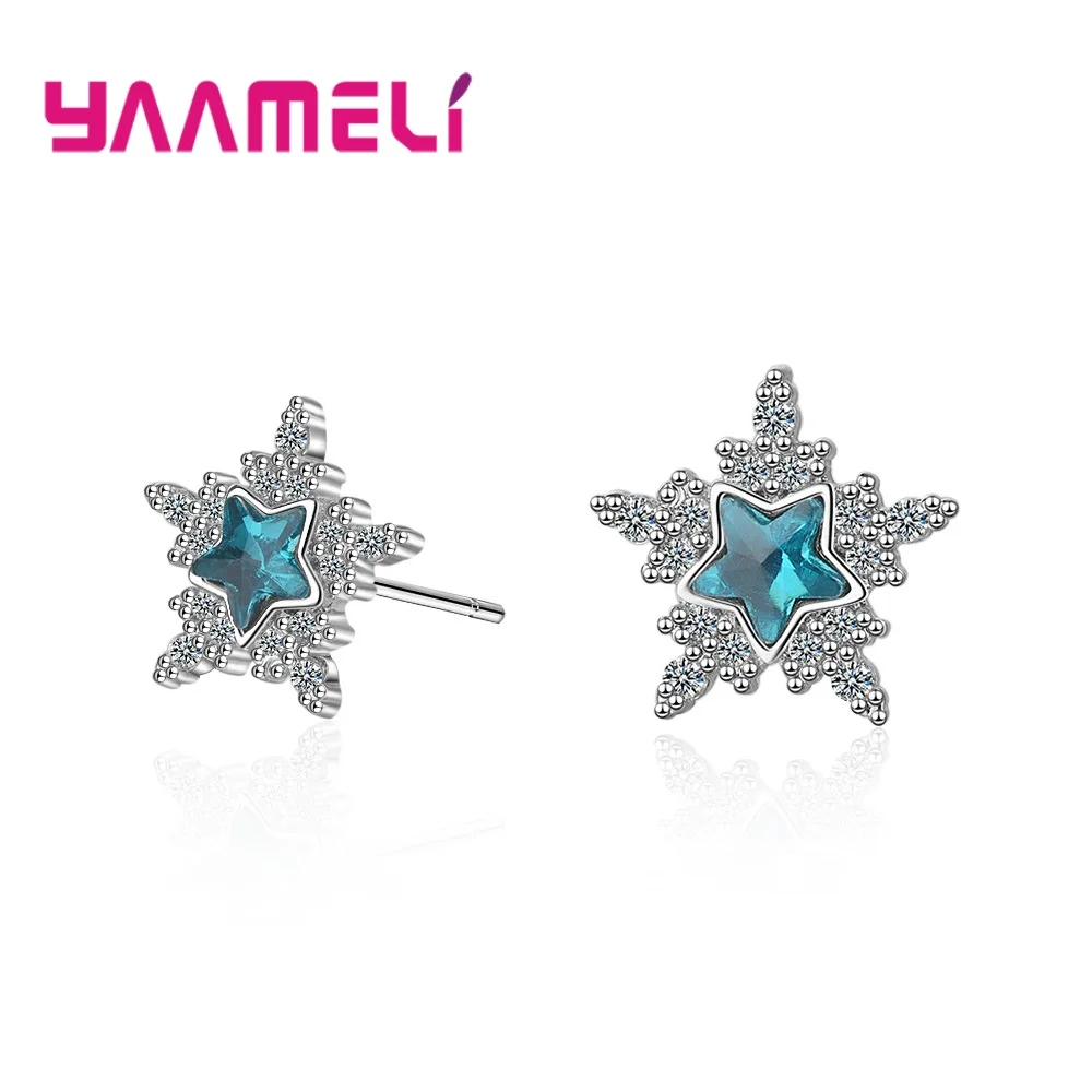 

Original Pure 925 Sterling Silver Cubic Zirconia Crystal Classic Star Earrings for Women Wedding Bijoux Brinco Big Sale
