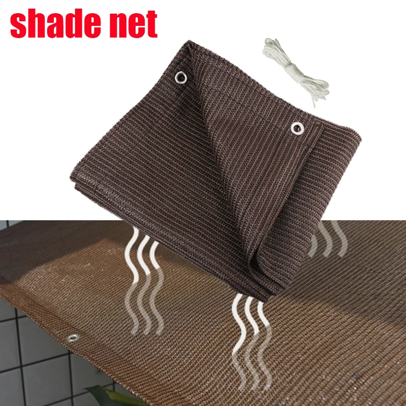 

Outdoor Travel Camping Sun Shelter Shade Net Beach Sun Protection Balcony Sun Room Netting with Ropes Solid Coffee