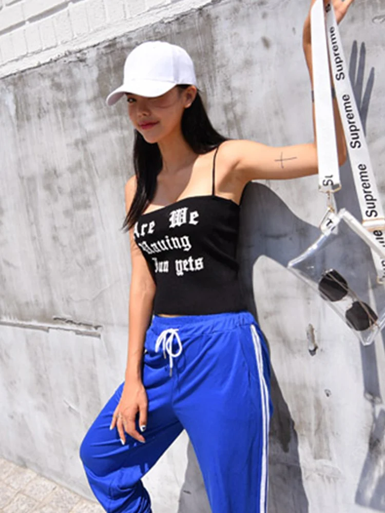 Camisole женская летняя одежда облегающая короткая футболка черные красивые